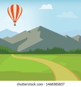 Mountain road vector illustration. Mountain landscape with winding road. Mountain background. Summer road