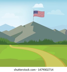 Mountain road vector illustration. Mountain landscape with winding road. Mountain background. Summer road