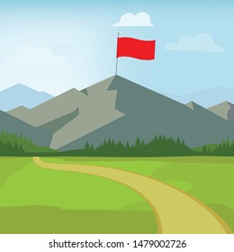 Mountain road vector illustration. Mountain landscape with winding road. Mountain background. Summer road