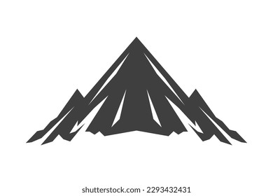 Montaña rock cliff alpine camping escalada expedición excursionismo monocromo icono vintage ilustración vectorial. Montañismo agudo pico cima cresta alpinismo montañoso naturaleza paisaje aventura viaje