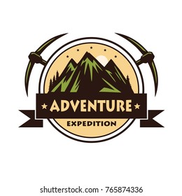 Mountain Rock Climbing Adventure Logo Vector Design Icon