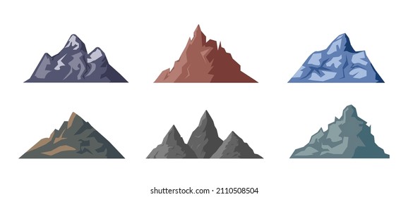 Mountain and Rock collection. Vector peaks isolated on white