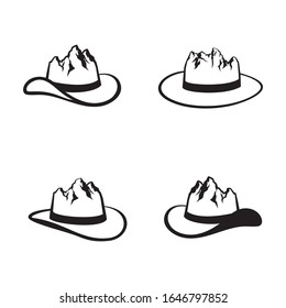 mountain rock in cowboy hats vector