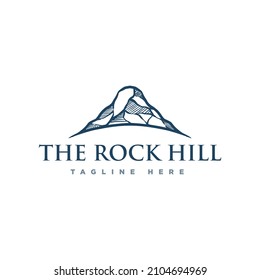 Icono de rock de montaña y colinas simple diseño de logotipo limpio inspiración