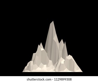 Mountain rock. Isolated on black background. Vector illustration. Flat style.