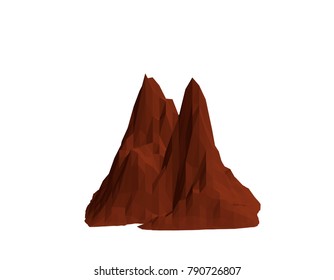 Mountain rock. Isolated on white background. 3d Vector illustration.