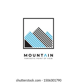 mountain rock logo design vector blue and black