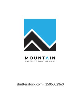 mountain rock logo design vector blue and black