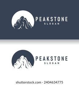 mountain rock peak logo simple design black silhouette natural stone brand template