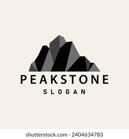 mountain rock peak logo simple design black silhouette natural stone brand template