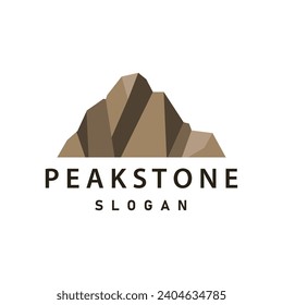 mountain rock peak logo simple design black silhouette natural stone brand template