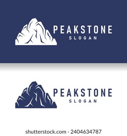 logotipo de pico de roca de montaña diseño simple silueta negra plantilla de marca de piedra natural
