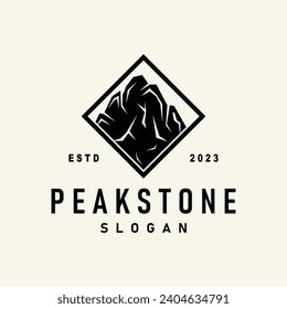 Logo für Bergspitzen, einfach schwarze Silhouette, Natursteinvorlage