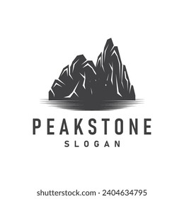 logotipo de pico de roca de montaña diseño simple silueta negra plantilla de marca de piedra natural