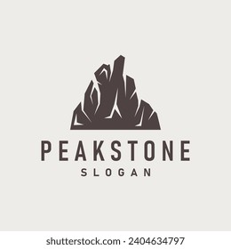 mountain rock peak logo simple design black silhouette natural stone brand template