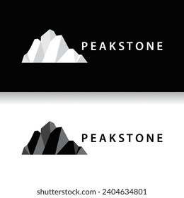 logotipo de pico de roca de montaña diseño simple silueta negra plantilla de marca de piedra natural