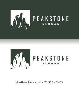 logotipo de pico de roca de montaña diseño simple silueta negra plantilla de marca de piedra natural