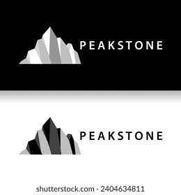 mountain rock peak logo simple design black silhouette natural stone brand template