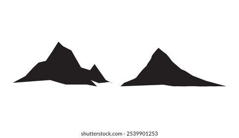 Concepto de conjunto aislado de pico de silueta de roca de montaña. Ilustración gráfica de diseño de Vector