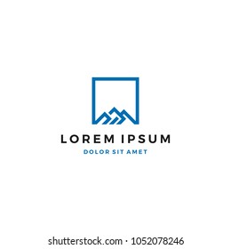 Mountain Rock Square Logo Design