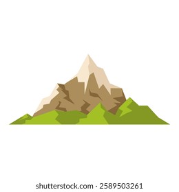 Mountain and rocks, green hills. Different mountains for nature landscape. Canyons and rock peaks, various abstract decent vector elements