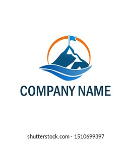 mountain, rocks and peak logo design