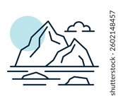 Mountain rocky islands in the ocean or sea vector icon. Nature sign. Graph symbol for travel and tourism web site and apps design, logo, app, UI