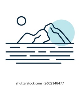 Mountain rocky islands in the ocean or sea vector icon. Nature sign. Graph symbol for travel and tourism web site and apps design, logo, app, UI