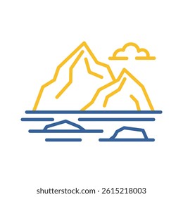 Mountain rocky islands in the ocean or sea vector icon. Nature sign. Graph symbol for travel and tourism web site and apps design, logo, app, UI