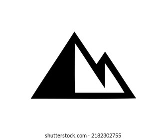 Mountain with rocky peaks, nature, graphic, vector, illustration in black and white color, isolated on white background
