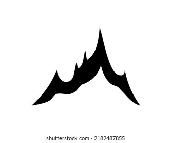 Mountain with rocky peaks, nature, graphic, vector, illustration in black and white color, isolated on white background