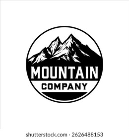 Mountain in round badge logo with masculine style design