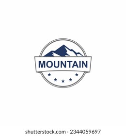 Mountain round emblem adventure logo vector image