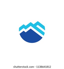 mountain round line vector logo