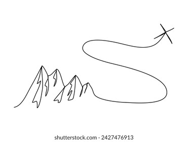 Mountain route one line drawing vector illustration.