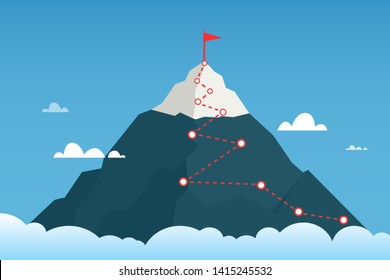 Mountain route to peak mountain. Сoncept of success. Business vector illustration. EPS 10.