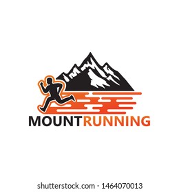 Mountain Running Logo Template Design Vector, Emblem, Design Concept, Creative Symbol, Icon
