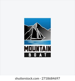 Plantilla de Vector de elemento de diseño de logotipo de velero de montaña
