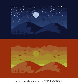 mountain scapes vector illustration