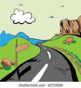mountain  scene, vector illustration