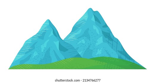 Mountain scenery. Clipart. Material for leisure and outdoor design. Vector illustration on white background.