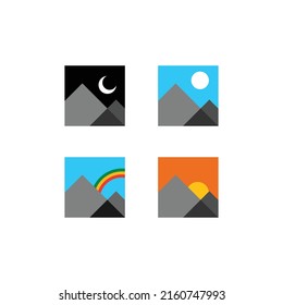 mountain scenery day and night icon