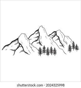 a mountain scenery drawing vector design