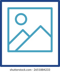 Icono de marco de paisaje de montaña que muestra el exotismo de la naturaleza y almacena hermosos recuerdos después de unas vacaciones.