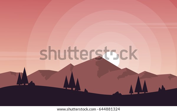 Mountain Scenery Game Background Stock Vector Royalty Free 644881324