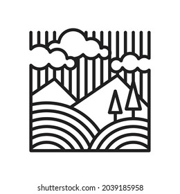mountain scenery lines logo vector