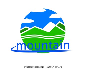 mountain scenery logo in circle with simple design	