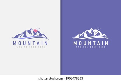 Mountain Scenery Logo Design. Usable For Business, Community, Foundation, Tech, Services Company. Vector Logo Design Illustration.