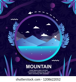 mountain scenery at night vector background