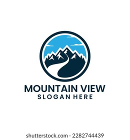 mountain scenery with road logo designs ideas